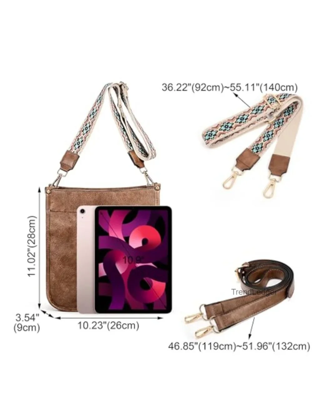 UTO Women's Faux Leather Crossbody Bag with Strap Zipped Pockets Bucket Handbag